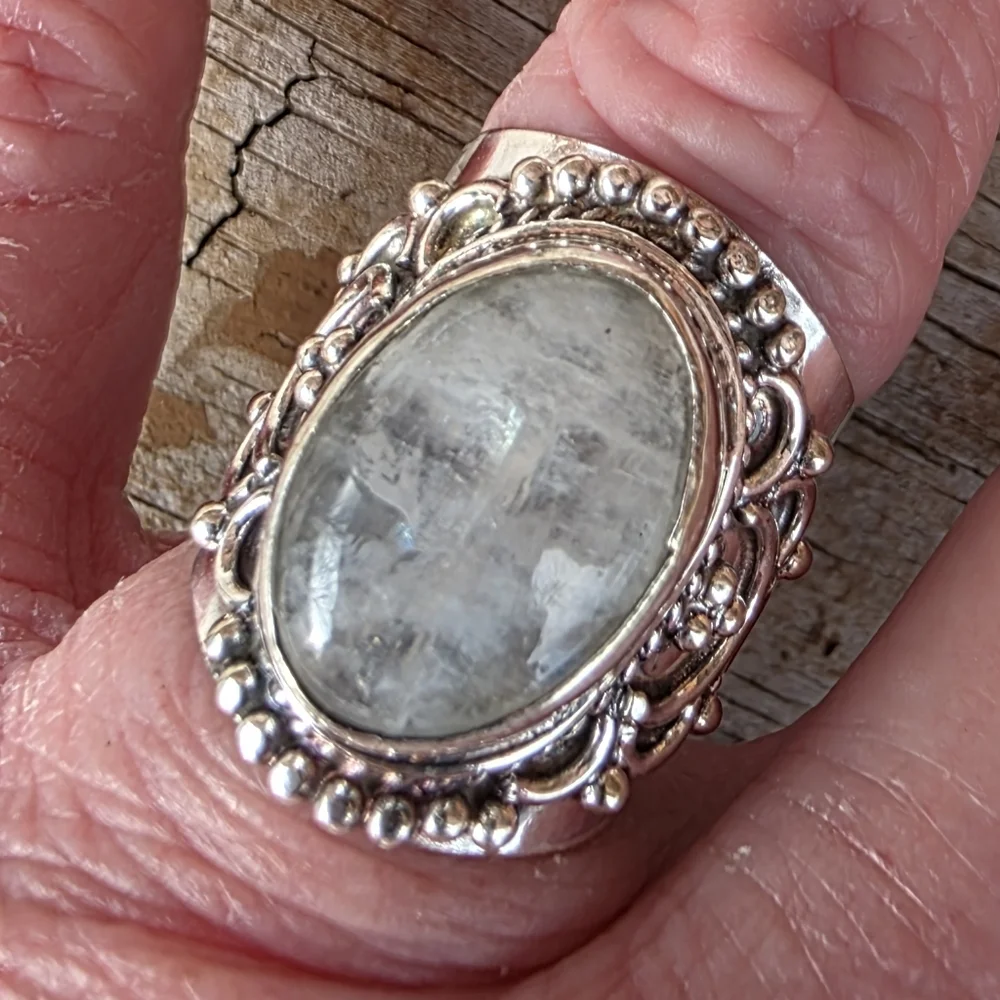 Rainbow Moonstone Boho Style Ring in 925 Sterling Silver (6.75) - Picture 8 of 16